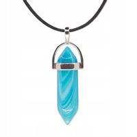 Wisiorek na rzemyku, kamień - Agat niebieski