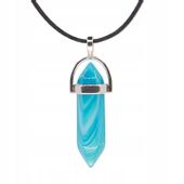 Wisiorek na rzemyku, kamień - Agat niebieski