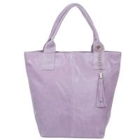 VERA PELLE torebka skórzana shopper lakierowana na ramię V588 j.lawendowa