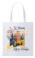 Śmieszny Pis Kaczyński Torba Eco Biała Shopper Z Nadrukiem Ze Zdjęciem