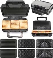 OPIEKACZ 3w1 WYMIENNE PŁYTY TOSTY GOFRY GRILL LUND