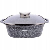 GARNEK MARMURKOWY tradycyjny kwadratowy z pokrywą SZARY 26cm 5.5L