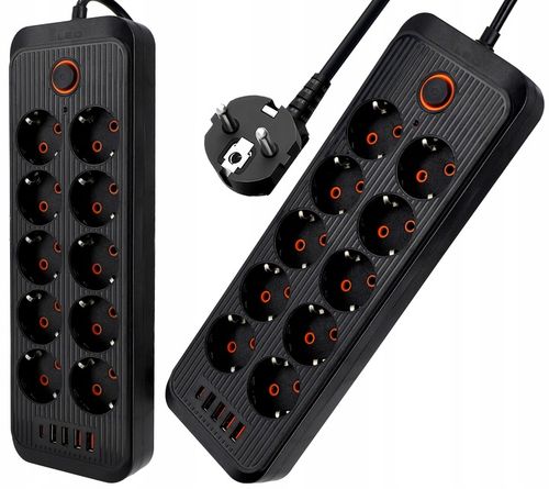 Przedłużacz Listwa Zasilająca Sieciowa 3M 10 Gniazd + 5X USB Ładowarka na Arena.pl