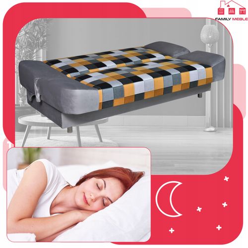 Kanapa sofa Sara Print Duo rozkładana wersalka spania bonell łóżko na Arena.pl