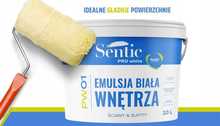 SENTIC Farba wewnętrzna akrylowa PREMIUM 10L BIAŁA zdjęcie 2