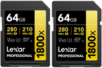Karty Lexar SDXC Pro 1800x U3 UHS-II R280/W210 (V60) 64 GB dwupak