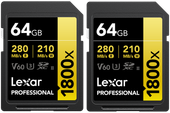 Karty Lexar SDXC Pro 1800x U3 UHS-II R280/W210 (V60) 64 GB dwupak