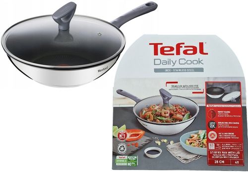 PATELNIA WOK + pokrywka TEFAL G73099 DAILY COOK 28cm INDUKCJA na Arena.pl