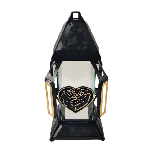 Znicz kapliczka KORTE duży serce edera czarny/złoto 41cm na Arena.pl