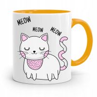 Kubek Żółty Dzień Dziecka Dla Syna Córki Meow Kot Z Nadrukiem Ze Zdjęciem