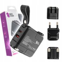 ADAPTER Do Gniazda Przejściówka USA UK EU AU Ładowarka USB 65W CAŁY ŚWIAT