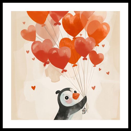 Plakat 40x40cm Pingwinek z Balonami na Arena.pl