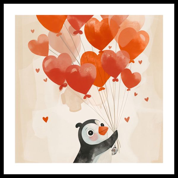 Plakat 40x40cm Pingwinek z Balonami zdjęcie 3