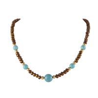 choker z czekoladowych koralików z turkusami (c24/kor/318au)