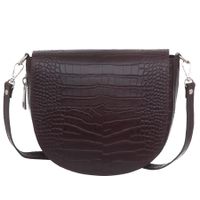 VERA PELLE torebka skórzana listonoszka kroko z paskiem V448 c.bordowa