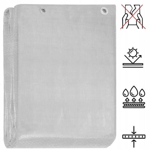 PLANDEKA PLANDEKI 5x8m SREBRNA WZMACNIANA 210G MOCNE OKRYCIE PŁACHTA na Arena.pl