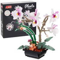 Klocki Konstrukcyjne Kwiat Storczyk w Doniczce Biały do Ułożenia 581 el.