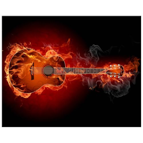 Obraz Na Ścianę 50X40 Płonąca Gitara Gitara W Ogn na Arena.pl