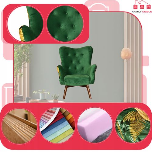 Fotel skandynawski uszak Luna Print Duo Family meble do biblioteki czytelni na Arena.pl