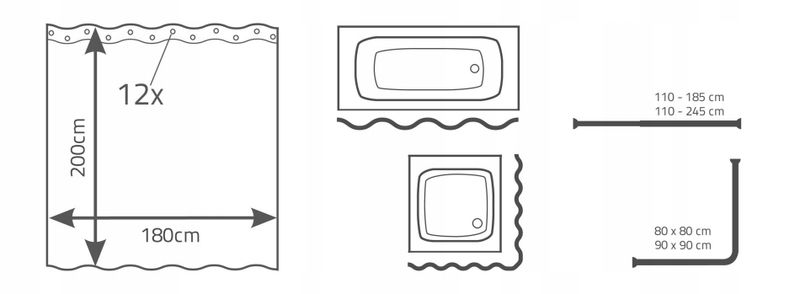 RIDDER Gerlinde Zasłona do prysznica Tekstylna zdjęcie 3