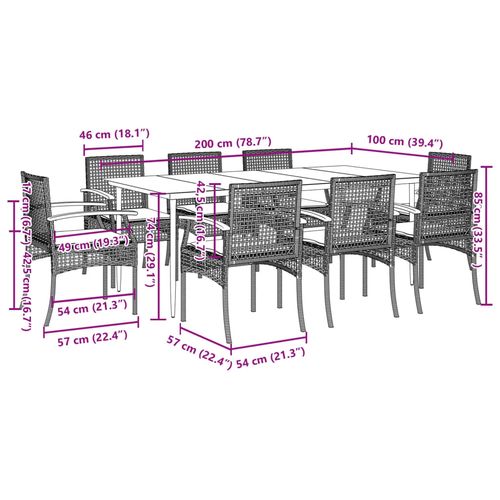 9-cz. zestaw mebli ogrodowych z poduszkami, czarny, rattan PE na Arena.pl