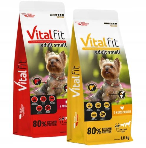 BIOFEED VITALFIT Sucha karma dla psów małych ras Wołowina + Kurczak 2x1,8kg na Arena.pl