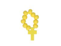 Różaniec drewniany na palec dziesiątka - żółty