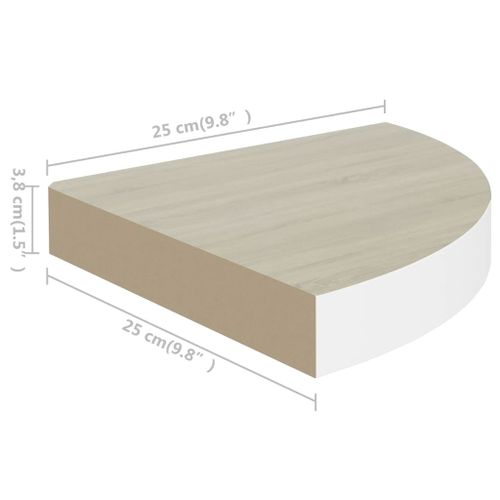 Narożna półka ścienna, dąb i biel, 25x25x3,8 cm, MDF na Arena.pl