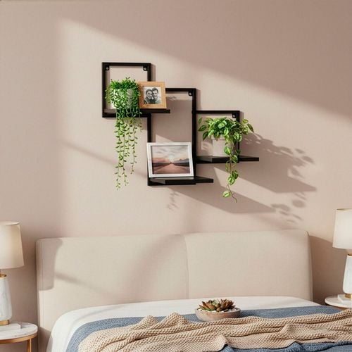 Półka ścienna, potrójna uniwersalna 57,5x21x50 cm wisząca, czarna na Arena.pl