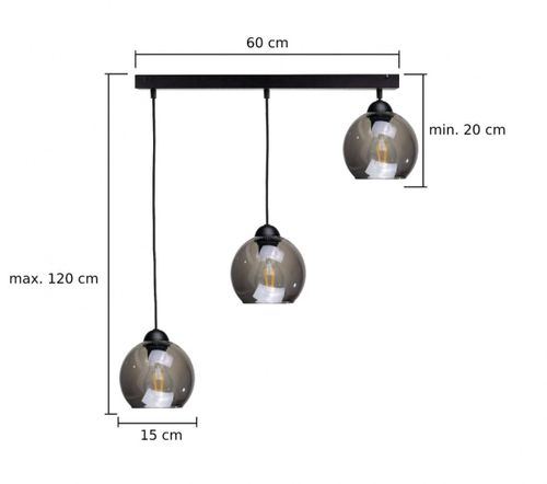 Lampa wisząca 3xE27 YUNO BLACK na Arena.pl