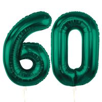 Balony foliowe liczba 60 butelkowy zielony, 85 cm