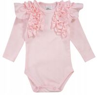 ELEGANCKIE BODY FALBANKI DŁUGI RĘKAW RÓŻ 74 L02C