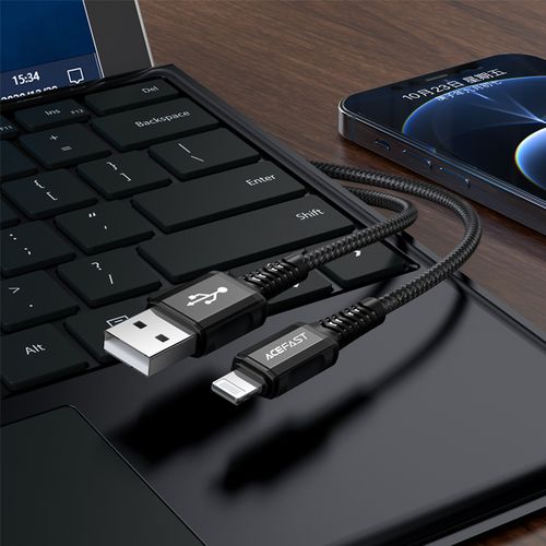 kabel przewód mfi do iphone usb - lightning 2.4a 1.2m czarny na Arena.pl