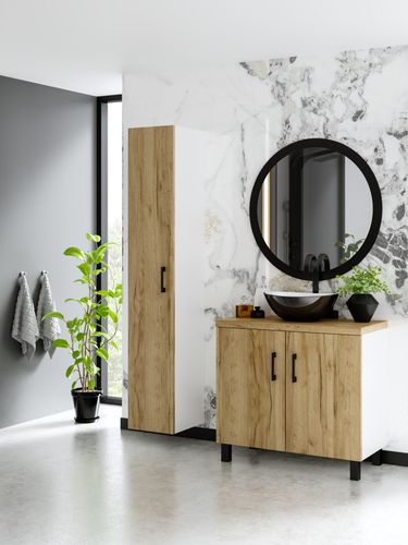 Słupek łazienkowy stojący Nati 170 dąb craft złoty/biały (W3) na Arena.pl