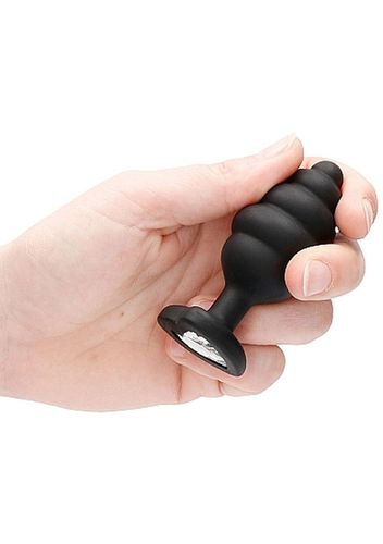 large ribbed diamond heart plug - black na Arena.pl