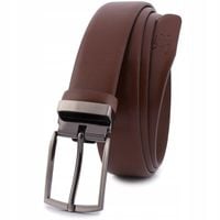 Pasek męski skórzany premium 3,5 cm casualowy brązowy skóra lico Beltimore