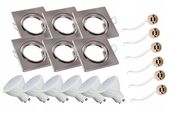 ZESTAW 6x LED 5W OPRAWA halogen CHROM KWADRAT