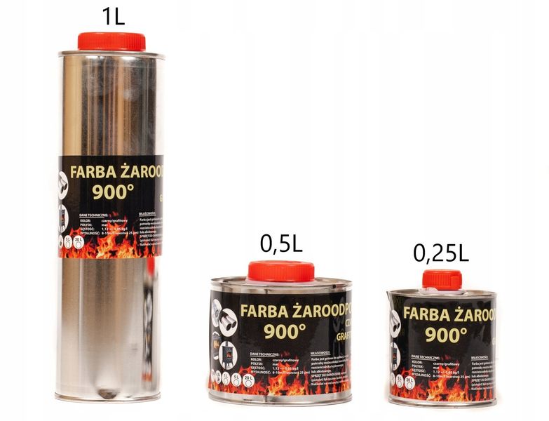 FARBA LAKIER ŻAROODPORNA DO KOMINKÓW 0,5L  CZARNA TRWAŁA zdjęcie 2