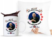 Zestaw Poduszka + Kubek Pis Jarosław Kaczyński Z Nadrukiem Ze Zdjęciem