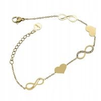 Bransoletka celebrytka Znak nieskończoności i serduszko kolor złoty