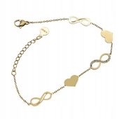 Bransoletka celebrytka Znak nieskończoności i serduszko kolor złoty
