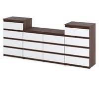 Meblościanka Komoda Hugo 14 Szuflad Pojemna Szafka Rtv Dąb Wenge Biały