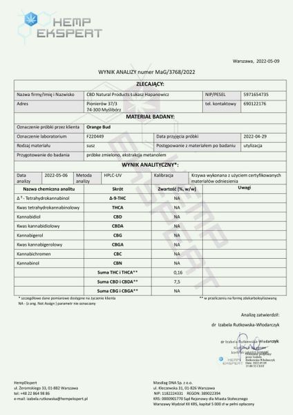 Susz konopny CBD | ORANGE BUD | 100 g zdjęcie 5