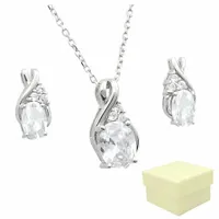 Komplet Biżuterii Srebrnej Zestaw 925 Kolczyki Naszyjnik Elegancki Subtelny