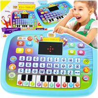 TABLET EDUKACYJNY LED DLA DZIECI PIANINO UCZY LITER CYFR SŁÓW MATEMATYKI