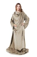 Koc z rękawami 150x180 TONY beżowy flano TV