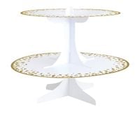 Stojak patera na babeczki biały złote konfetti