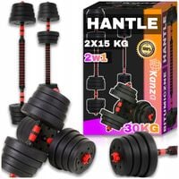 ZESTAW HANTLE REGULOWANE 2 x 15 KG + SZTANGA = ZESTAW HANTLI 30 KG