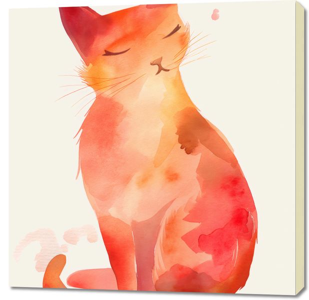 Obraz 90x90cm Akwarelowy Kot zdjęcie 1