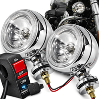 Halogeny Reflektory Motocyklowe Lightbar Chrom H3 Przełącznik USB 5V 2A